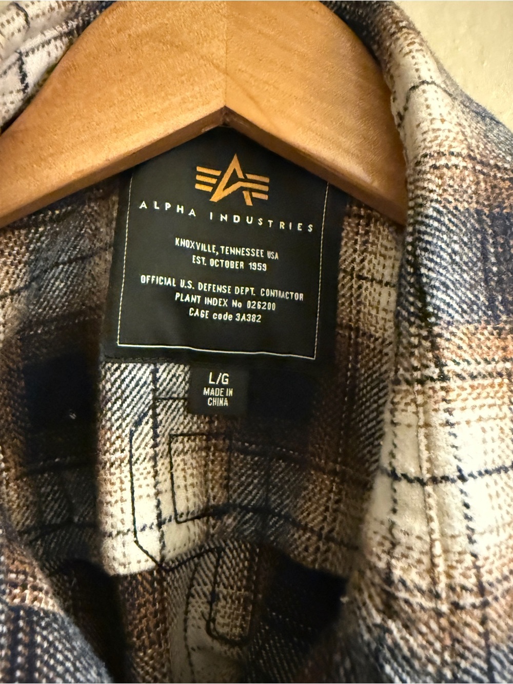 Alpha Industries Navy, Brown and Cream Plaid Shirt Jacket
